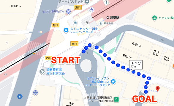 BEYOND(ビヨンド)浦安店に浦安駅から徒歩で行くときの流れ
