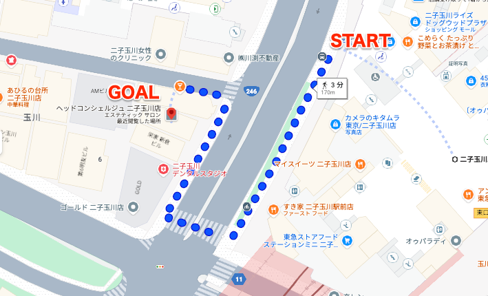 BEYOND（ビヨンド）二子玉川店に二子玉川駅から徒歩で行くときの流れ