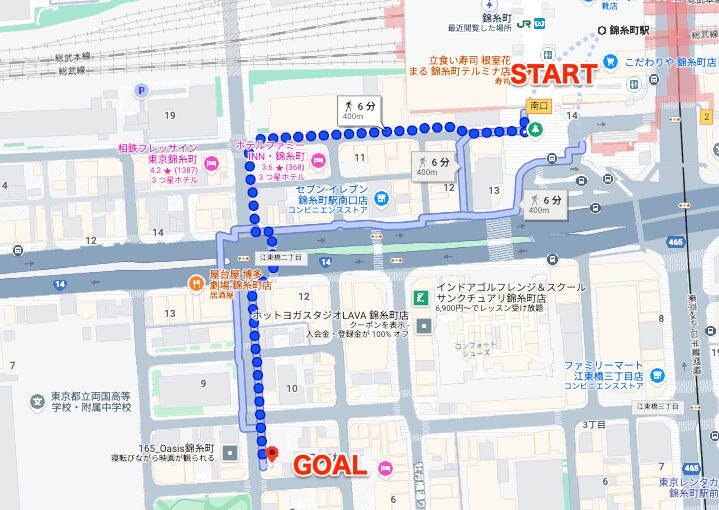 BEYOND(ビヨンド)錦糸町店に錦糸町駅から徒歩で行くときの流れ