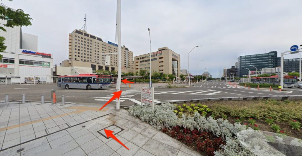 新潟駅南口から「けやき通り」へ向かう