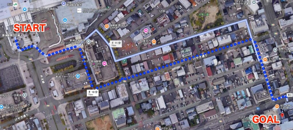 BEYOND(ビヨンド)新潟店に新潟駅から徒歩で行くときの流れ