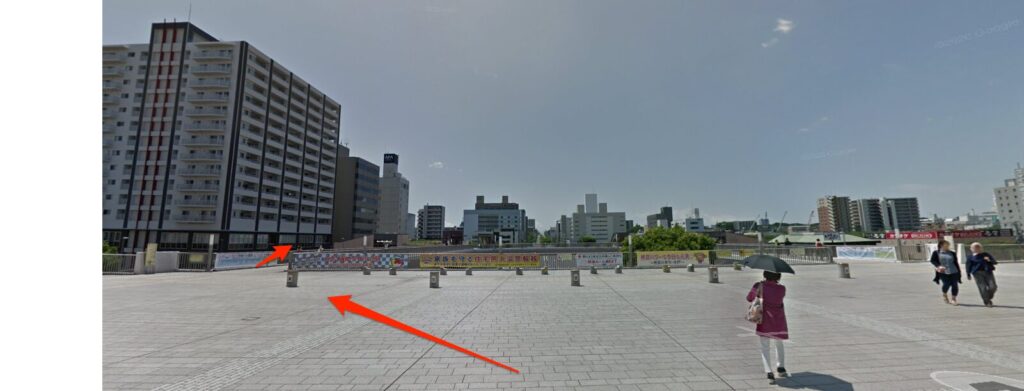 JR水戸駅南口を出たらまっすぐ南に進む