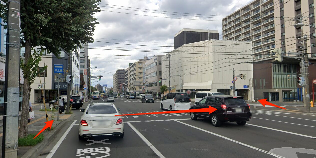 環状通を東へ渡って北へ向かう