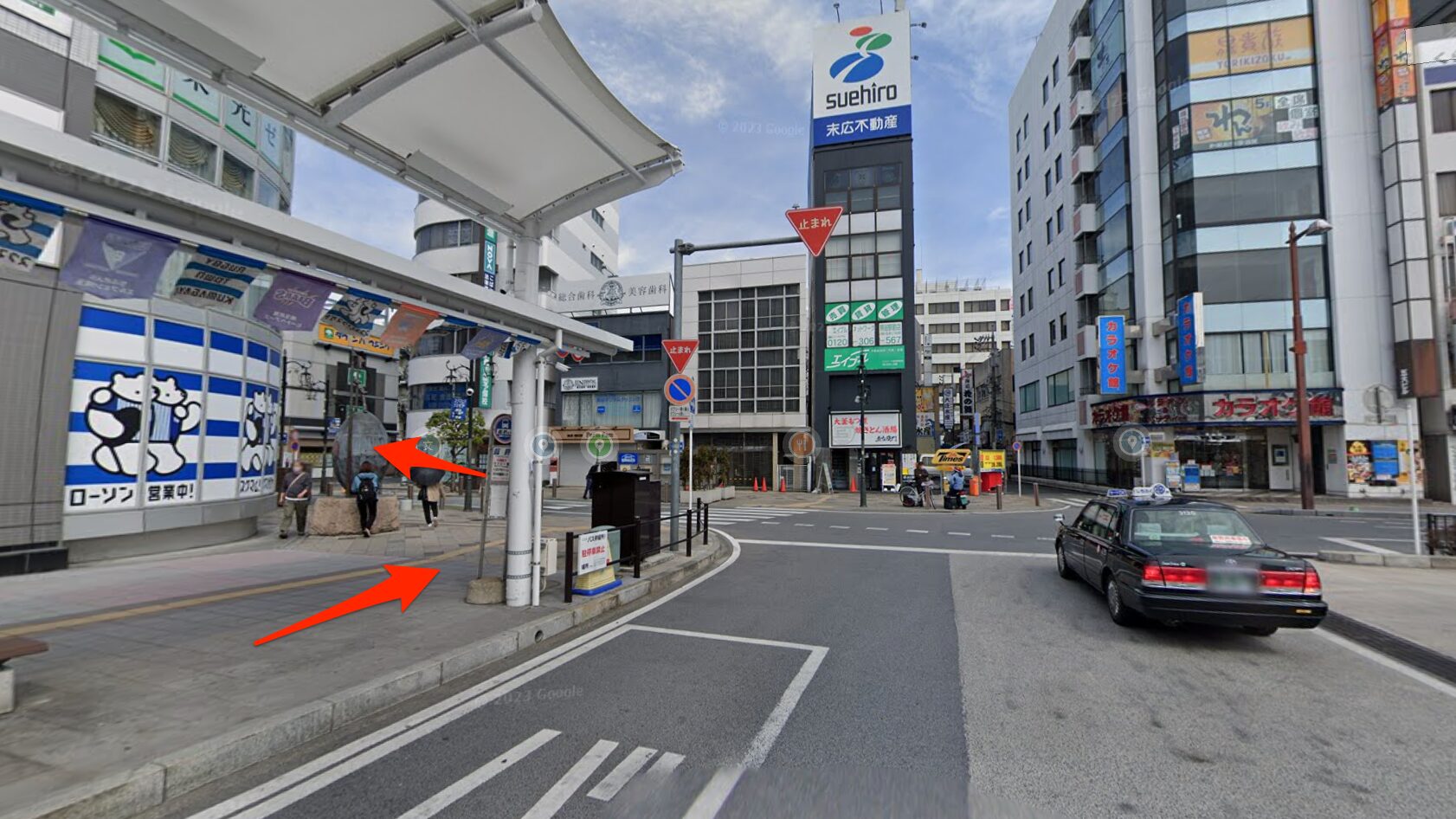 熊谷駅北口を出て西へ進む