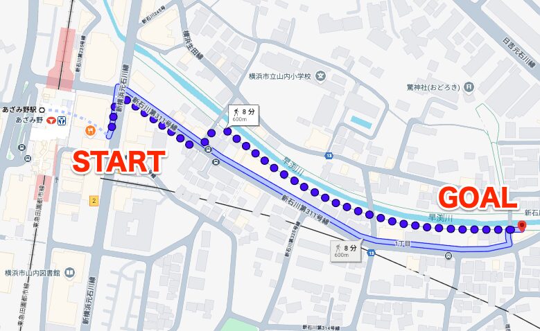 BEYOND（ビヨンド）たまプラーザANNEX店にあざみ野駅から徒歩で行くときの流れ